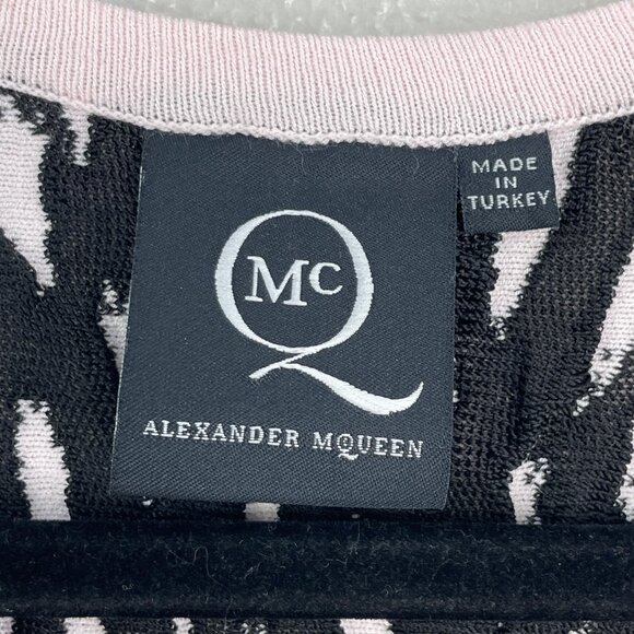 McQ Alexander McQueen Dress Womens IT38 Pink Black Knit Animal Print Belted - Picture 5 of 11
